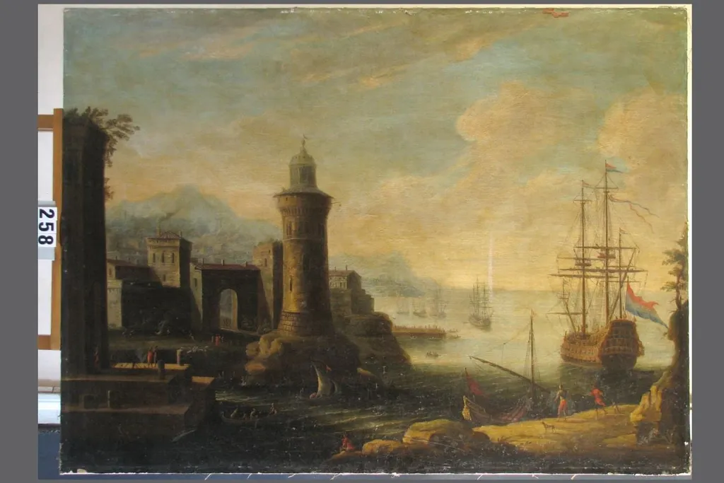 Oraș la mare ; pandant: Furtună pe mare lângă oraș, by anonim, 1699