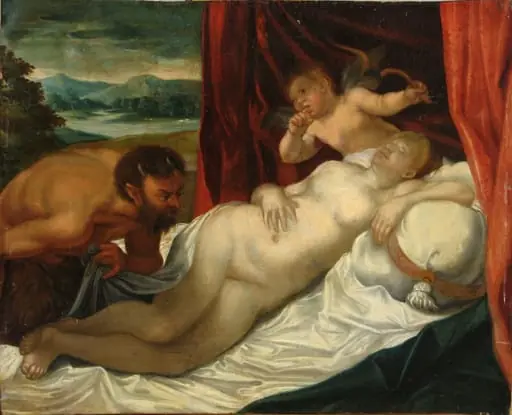 Venus dormind pândită de Pan, by anonim