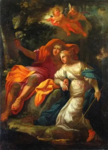 Medoro și Angelica. Pandant: Rinaldo și Armida, by anonim bolognez