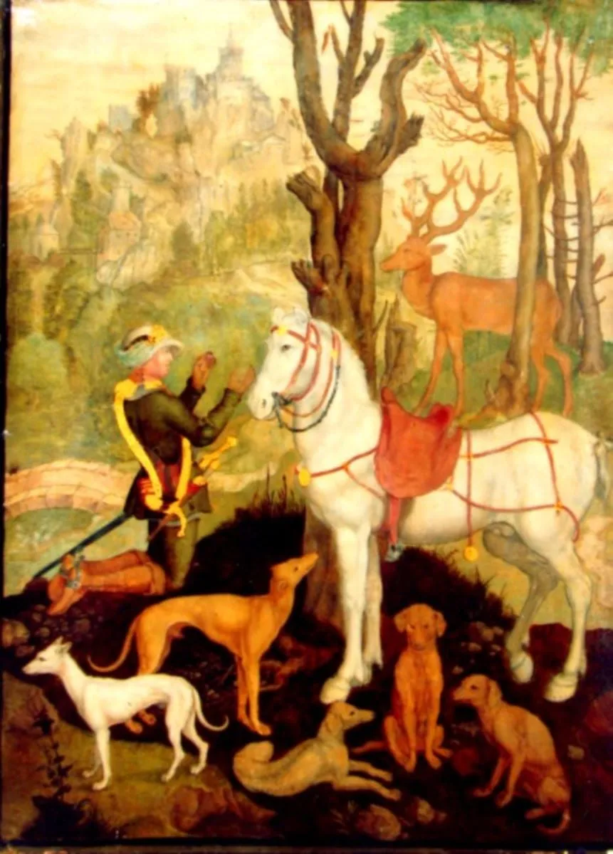 Sfântul Eustatiu (Hubertus), by anonim german, unspecified, 1550