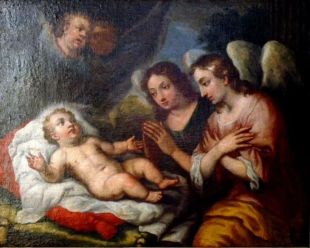 Îngeri adorând pe Iisus, by anonim italian, 1750