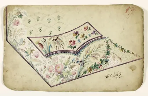 Bouquets de fleurs et d'épis et guirlandes de feuilles, projets de broderies de gilet, XVIIIème siècle, by Anonyme