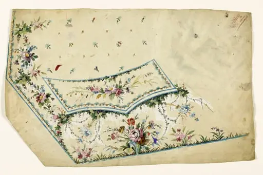 Bouquets de fleurs, guirlandes de feuilles et semis de fleurs, projets de broderies de gilet, XVIIIème siècle, by Anonyme