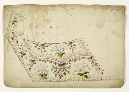 Composition avec bouquets de fleurs sauvages et guirlandes de feuilles d'automne, projets de broderies de gilet, XVIIIème siècle, by Anonyme