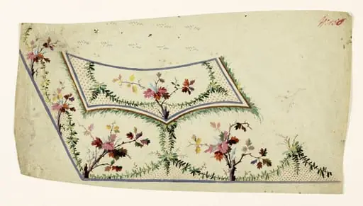 Composition avec branches de feuilles d'automne, guirlandes de feuilles stylisées, projets de broderies de gilet, XVIIIème siècle, by Anonyme