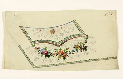 Composition avec guirlandes de fleurs multicolores, motifs rayonnants de branches et frises stylisées, projets de broderies de gilet, XVIIIème siècle, by Anonyme