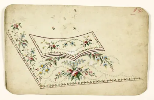 Composition de bouquets de fleurs et chardons, projets de broderies de gilet, XVIIIème siècle, by Anonyme
