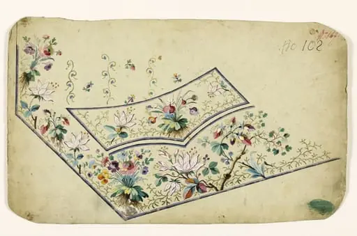 Composition de fleurs champêtres en branches et en bouquets, projets de broderies de gilet, XVIIIème siècle, by Anonyme