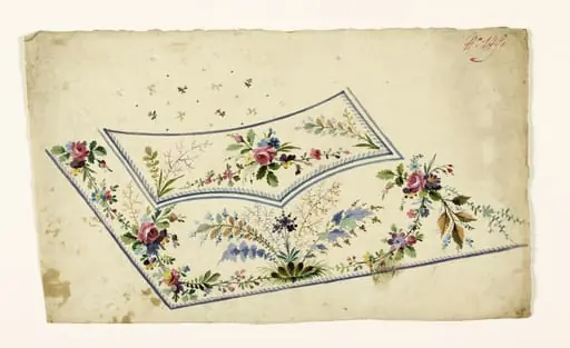 Composition de guirlandes de fleurs et branches de feuilles, projets de broderies de gilet, XVIIIème siècle, by Anonyme