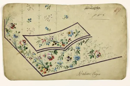 Composition de guirlandes de fleurs et de feuilles, projets de broderies de gilet, XVIIIème siècle, by Anonyme