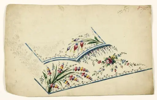 Composition en bouquets de fleurs et guirlandes de feuilles, projets de broderies de gilet, XVIIIème siècle, by Anonyme