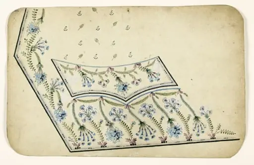 Composition en guirlandes de feuilles et de fleurs bleues, projets de broderies de gilet, XVIIIème siècle, by Anonyme