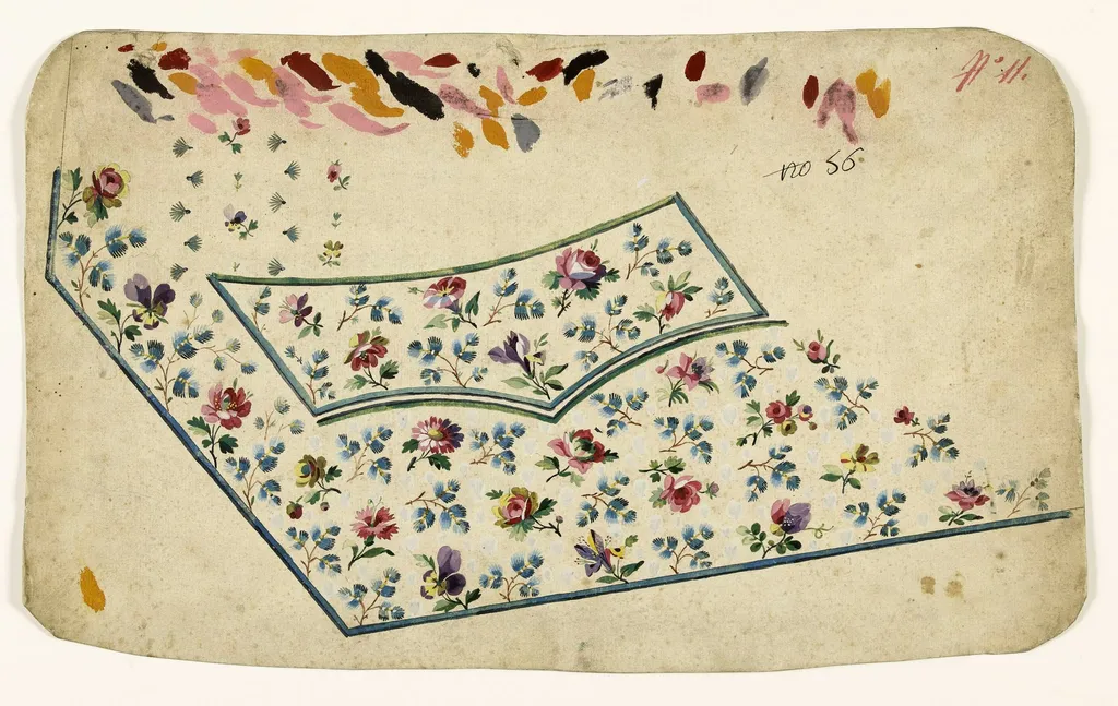Composition en semis de fleurs, projets de broderies de gilet, XVIIIème siècle, by Anonyme, 1750