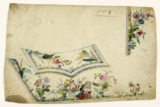 Composition florale aux bleuets, projets de broderies de gilet, XVIIIème siècle, by Anonyme
