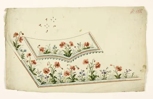 Composition florale aux coquelicots, projets de broderies de gilet, XVIIIème siècle, by Anonyme