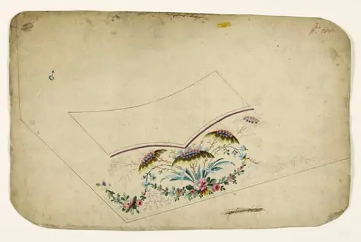Composition florale avec guirlandes et fleurs exotiques, projets de broderies de gilet, XVIIIème siècle, by Anonyme