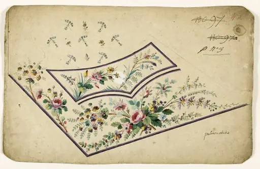 Composition florale en bouquets, projets de broderies de gilet, XVIIIème siècle, by Anonyme