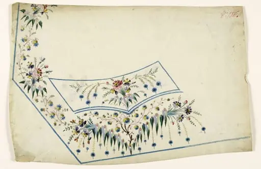 Composition florale en guirlandes, projets de broderies de gilet, XVIIIème siècle, by Anonyme