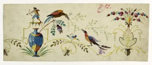 Décor faisans, projets de broderies de gilet, XVIIIème siècle, by Anonyme