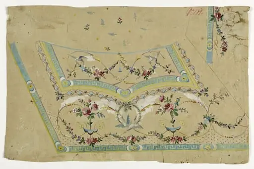 Gilet à la bordure de svastika, projets de broderies de gilet, XVIIIème siècle, by Anonyme, 1750