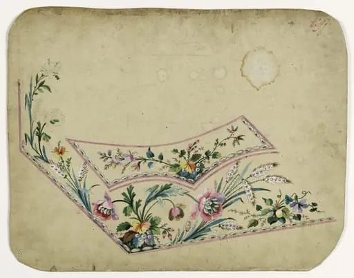 Gilet à la bordure rose, projets de broderies de gilet, XVIIIème siècle, by Anonyme