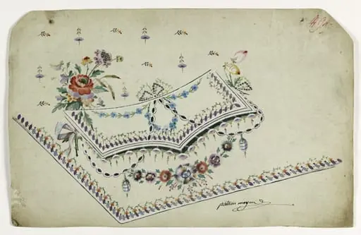 Gilet à la fleur rouge, projets de broderies de gilet, XVIIIème siècle, by Anonyme, 1750