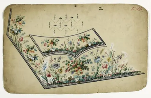 Gilet au buisson de feuilles colorées, projets de broderies de gilet, XVIIIème siècle, by Anonyme
