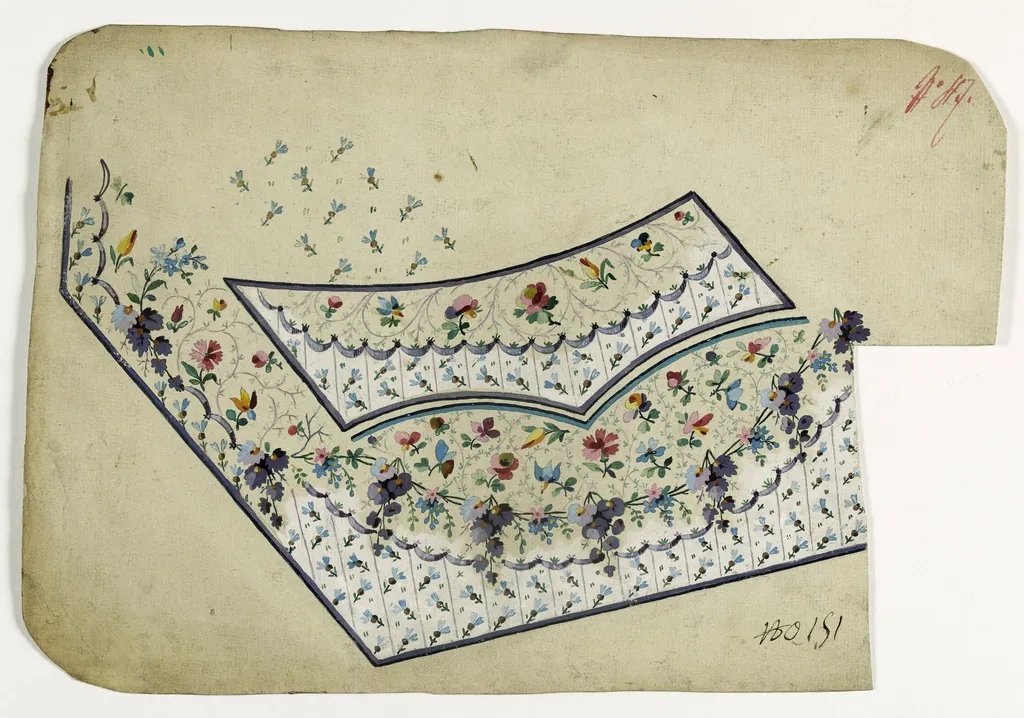 Gilet au décor tapissant, projets de broderies de gilet, XVIIIème siècle, by Anonyme, 1750