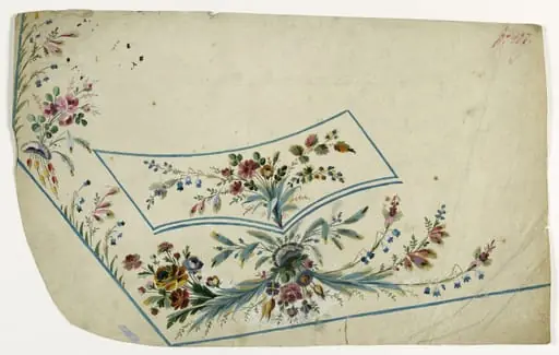 Gilet aux feuilles bleu-gris, projets de broderies de gilet, XVIIIème siècle, by Anonyme, 1750