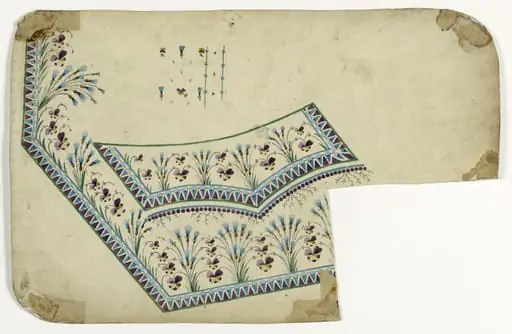 Gilet aux fleurs bleues et mauves, projets de broderies de gilet, XVIIIème siècle, by Anonyme