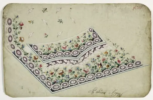 Gilet aux fleurs mauves, projets de broderies de gilet, XVIIIème siècle, by Anonyme, 1750
