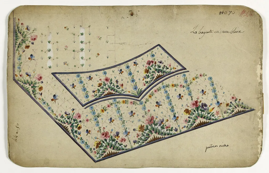 Gilet aux insectes, projets de broderies de gilet, XVIIIème siècle, by Anonyme, 1750