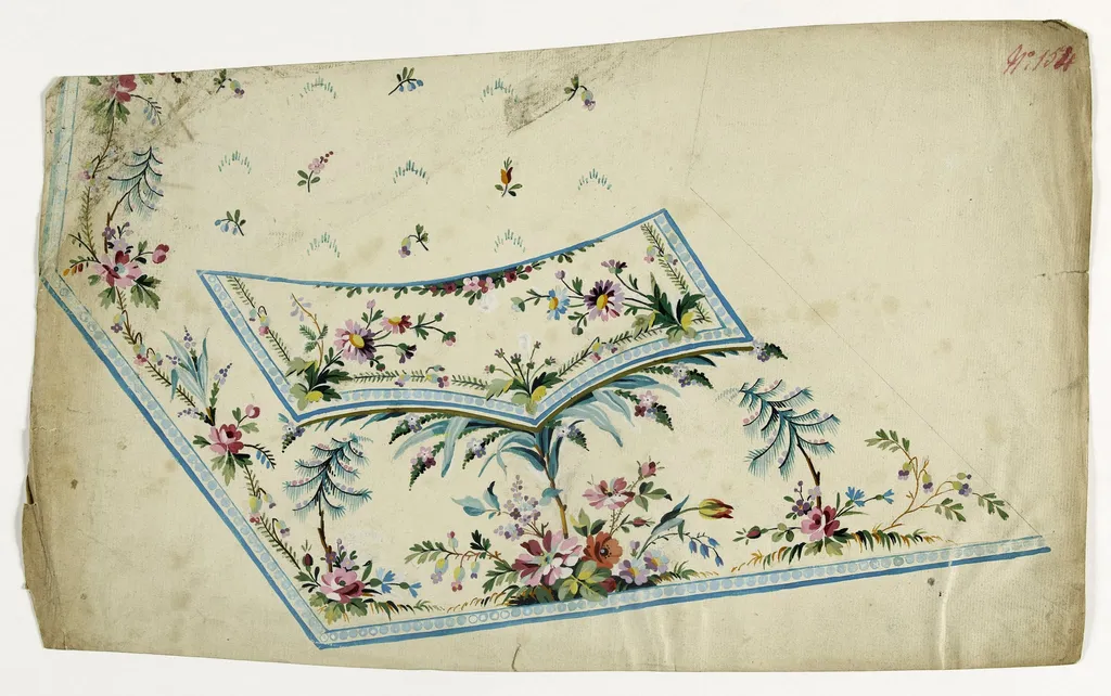 Gilet aux perles bleues, projets de broderies de gilet, XVIIIème siècle, by Anonyme, 1750