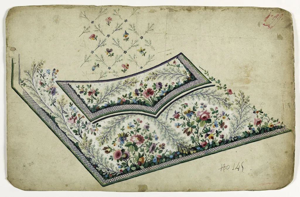 Gilet bordures de grillage, projets de broderies de gilet, XVIIIème siècle, by Anonyme, 1750