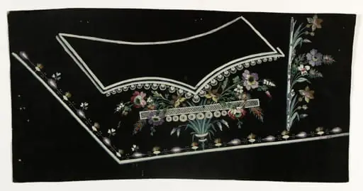 Gilet bouquet de fleurs sur fond noir, projets de broderies de gilet, XVIIIème siècle, by Anonyme, 1750