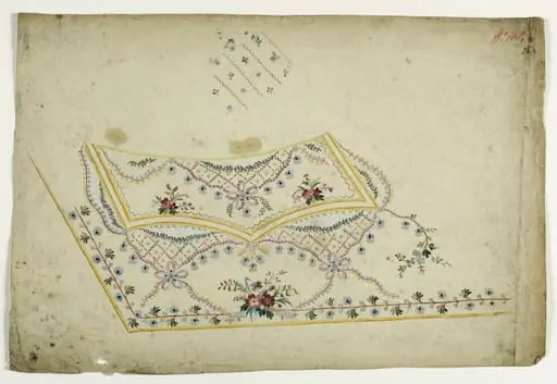 Gilet bouquets et noeuds, projets de broderies de gilet, XVIIIème siècle, by Anonyme, 1750