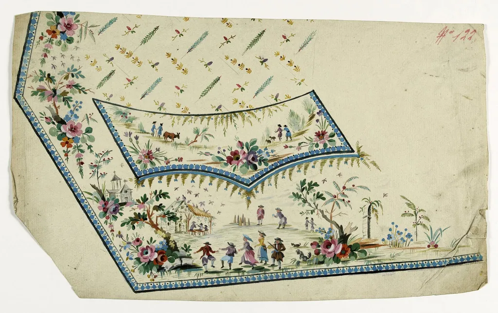 Gilet décor fête paysanne, projets de broderies de gilet, XVIIIème siècle, by Anonyme, 1780