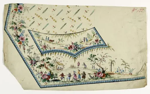 Gilet décor fête paysanne, projets de broderies de gilet, XVIIIème siècle, by Anonyme, 1780
