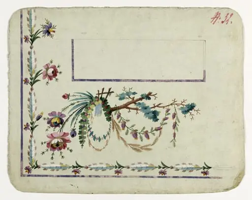 Gilet décor guirlande de branchage et de fleurs, projets de broderies de gilet, XVIIIème siècle, by Anonyme