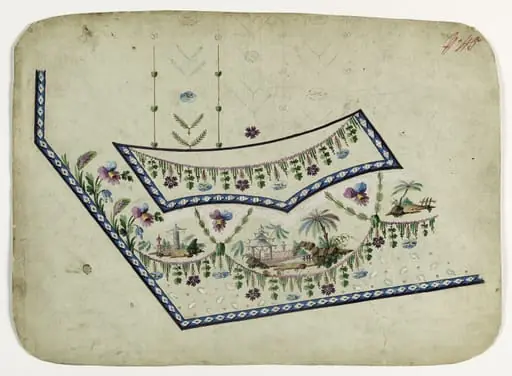 Gilet décor paysage chinois, projets de broderies de gilet, XVIIIème siècle, by Anonyme