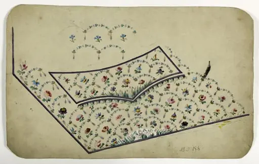 Gilet fleurs dans un réseau, projets de broderies de gilet, XVIIIème siècle, by Anonyme