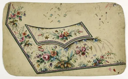 Gilet fleurs et perles mauves, projets de broderies de gilet, XVIIIème siècle, by Anonyme, 1750
