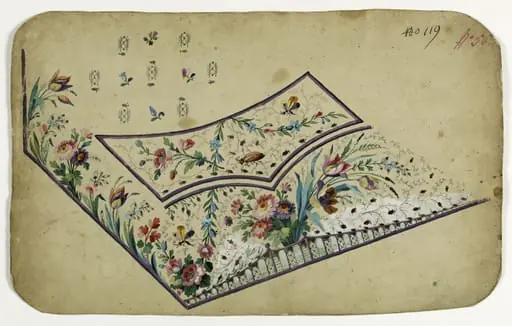 Gilet fleurs, papillons et scarabée, projets de broderies de gilet, XVIIIème siècle, by Anonyme, 1750