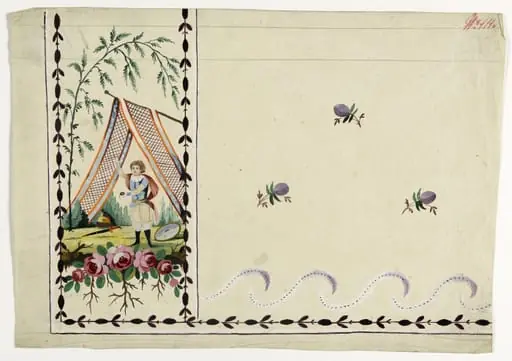 Gilet guerrier dans un paysage, projets de broderies de gilet, XVIIIème siècle, by Anonyme