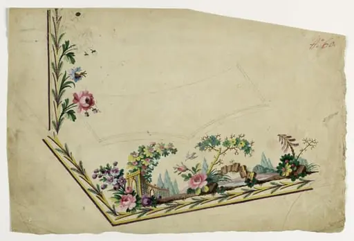Gilet motif paysage aux rochers, projets de broderies de gilet, XVIIIème siècle, by Anonyme