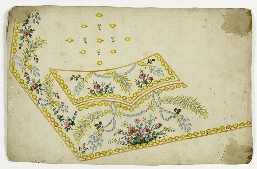 Gilet perles et fleurs, projets de broderies de gilet, XVIIIème siècle, by Anonyme, 1750