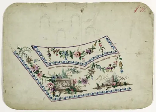 Paysage à bas relief, projets de broderies de gilet, XVIIIème siècle, by Anonyme