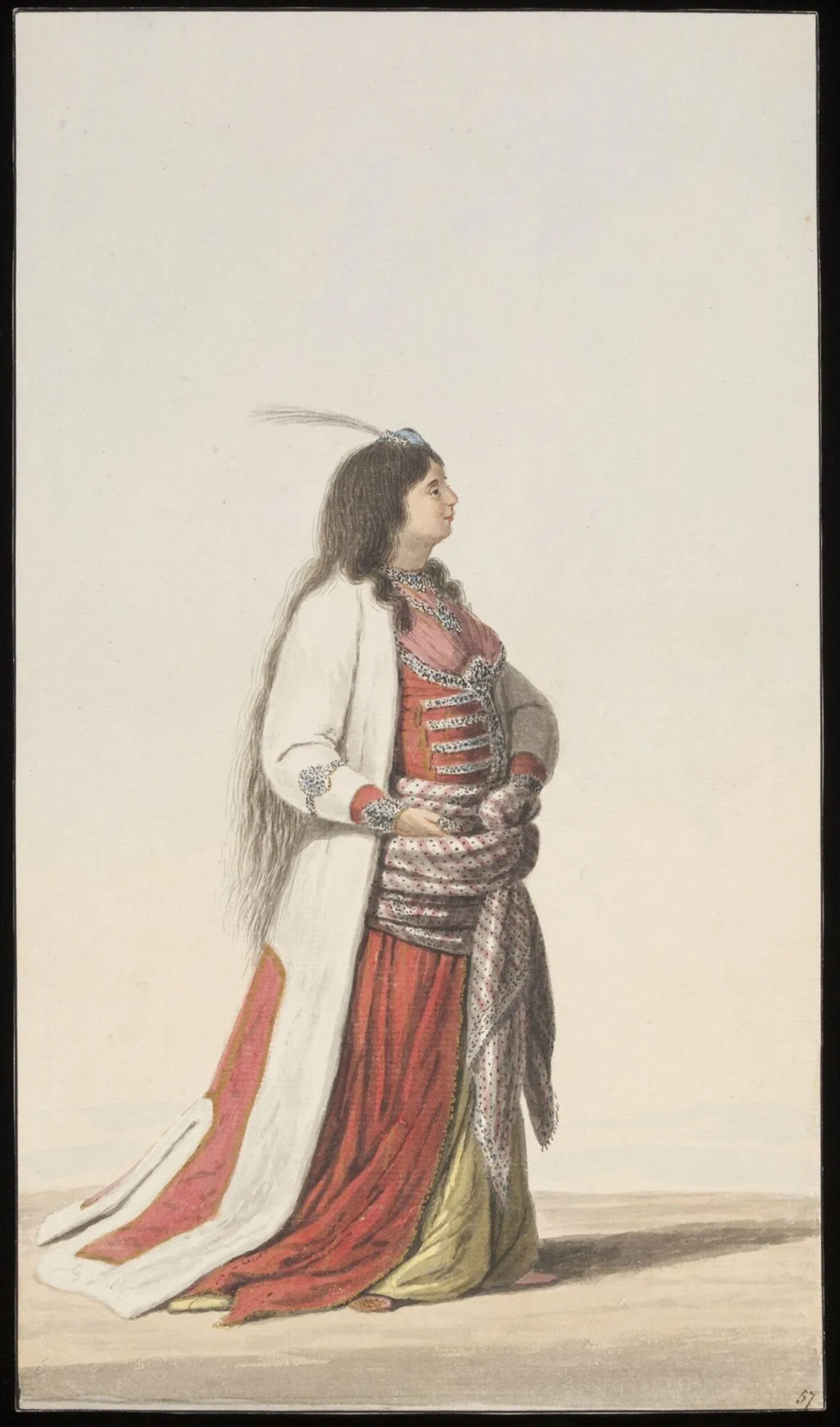 A female member of the Sultan's family, by Anonymous Greek artist, watercolor, 1809