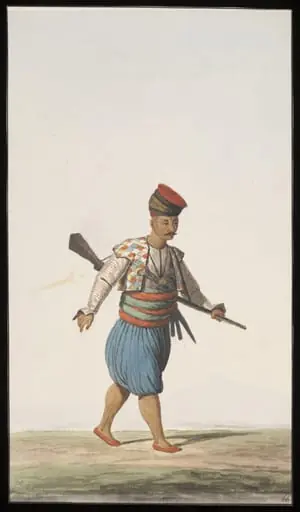 A heavily-armed man, by Anonymous Greek artist