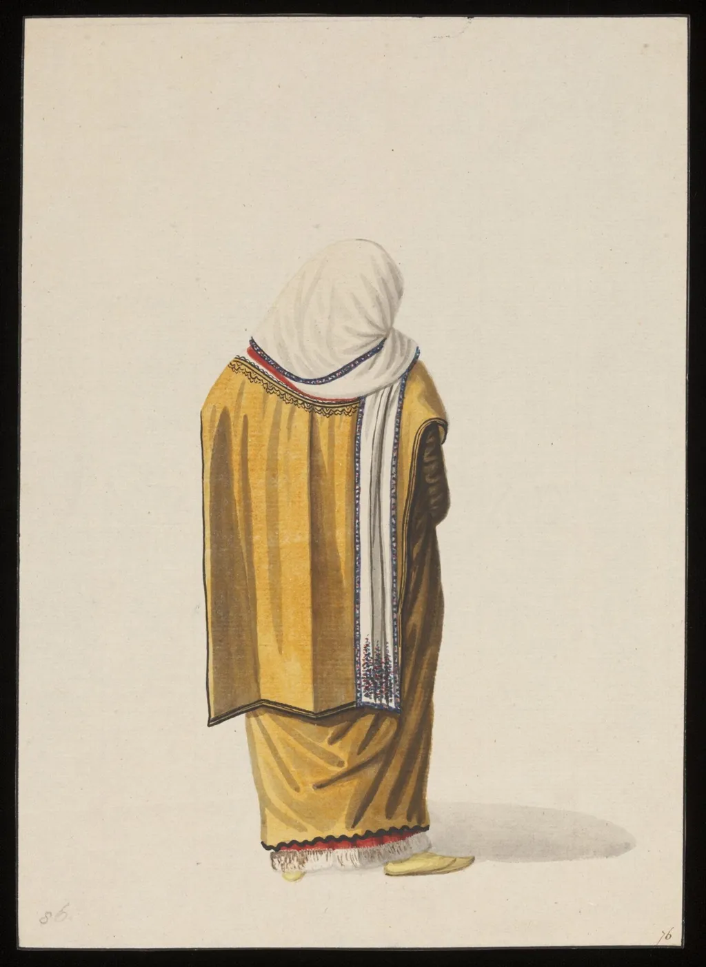 A Turkish woman, seen from the back, by Anonymous Greek artist, watercolor, 1809